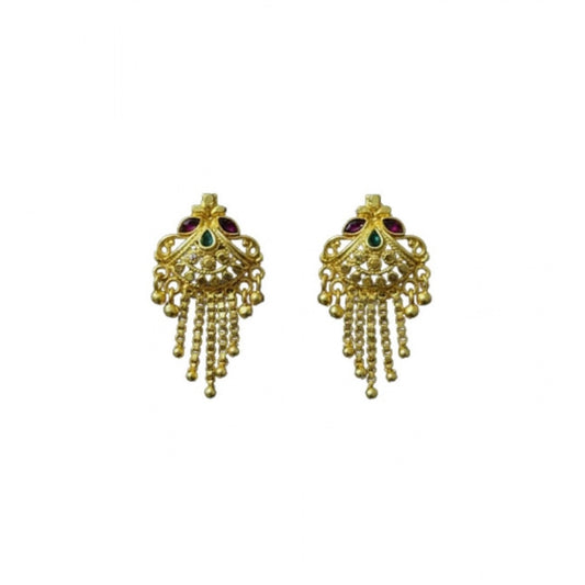 Amfyn Women's Pack of_2 Brass Gold-Plated Earrings (Gold)