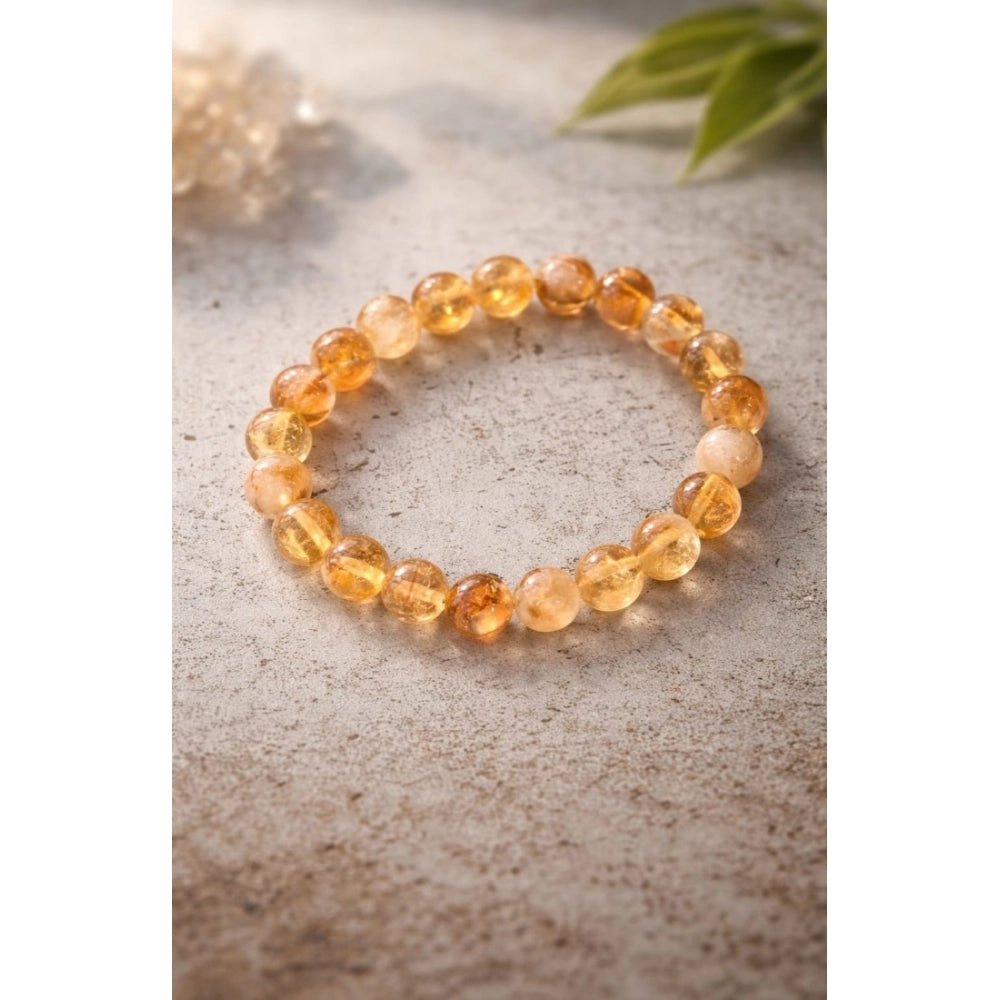 Amfyn Natural Crystal 8mm Citrine Bracelet (Musterd Yellow)