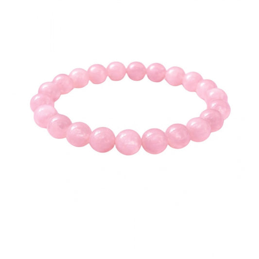 Amfyn Natural Crystal 8mm Rose Quartz Bracelet  (Light Pink)
