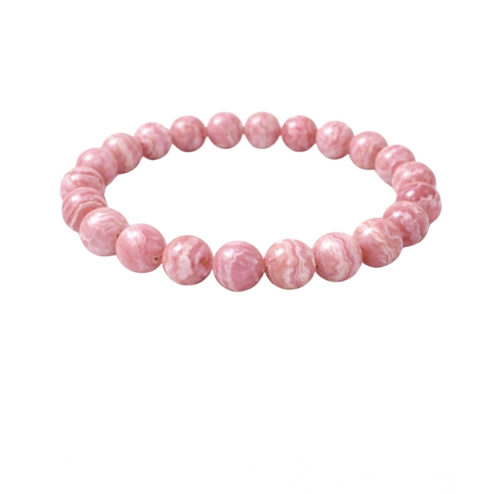 Amfyn Natural Crystal 8mm Rhodochrosite Bracelet (Pink)
