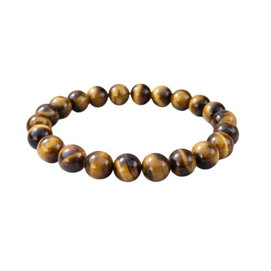 Amfyn Natural Crystal 8mm Tiger Eye Bracelet  (Brown)