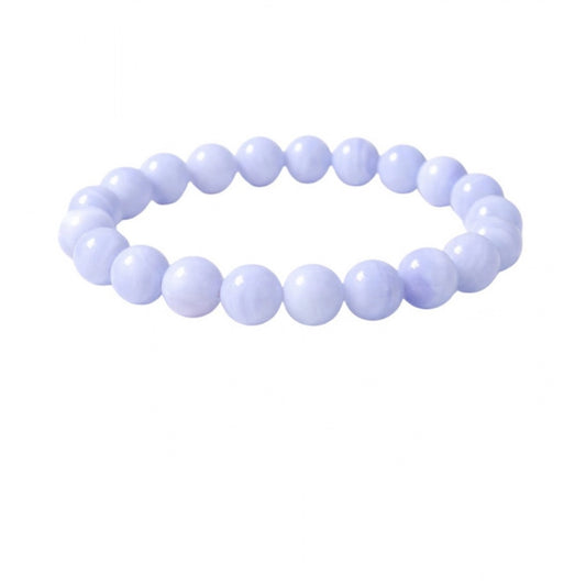 Amfyn Natural Crystal 8mm Bluelace Agate Bracelet (Light Blue)