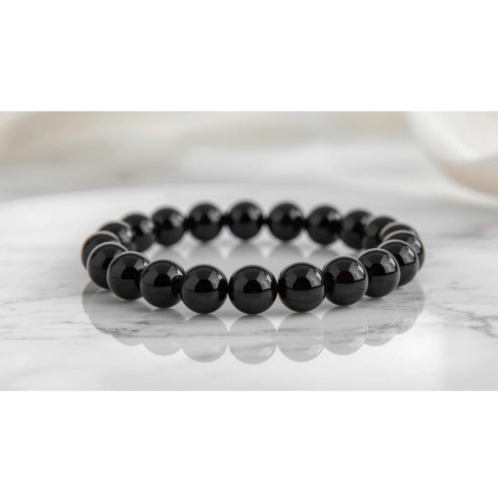 Amfyn Natural Crystal 8mm Black Obsidian Bracelet (Black)
