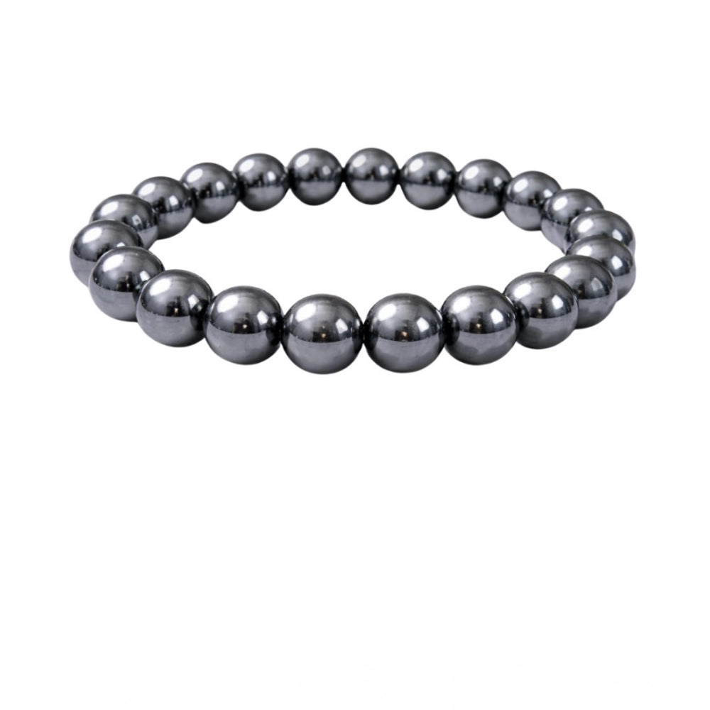 Amfyn Natural Crystal 8mm Hematite Bracelet (Grey)