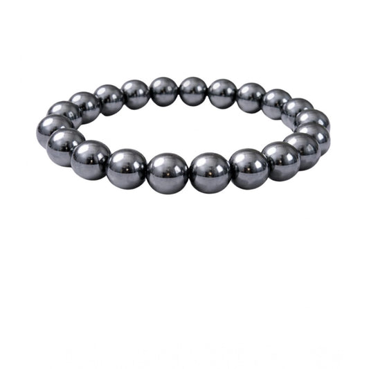 Amfyn Natural Crystal 8mm Hematite Bracelet (Grey)