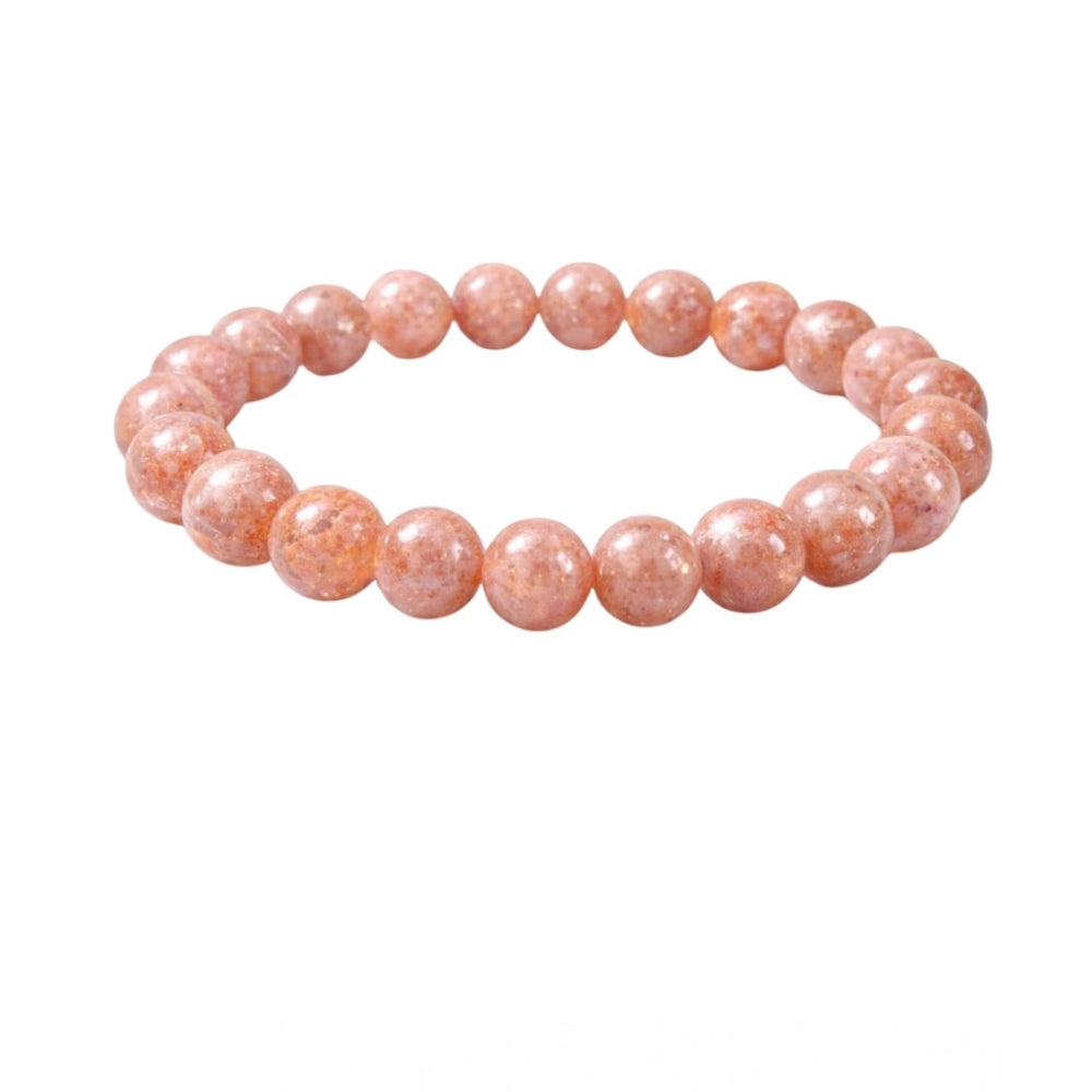 Amfyn Natural Crystal 8mm Sunstone Bracelet (Orange)