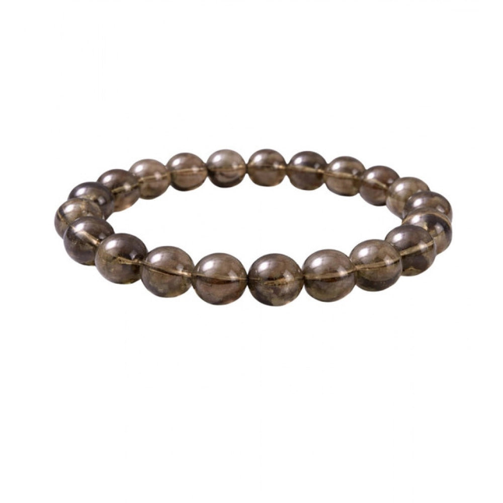 Amfyn Natural Crystal 8mm Smoky Quartz Bracelet  (Brown)