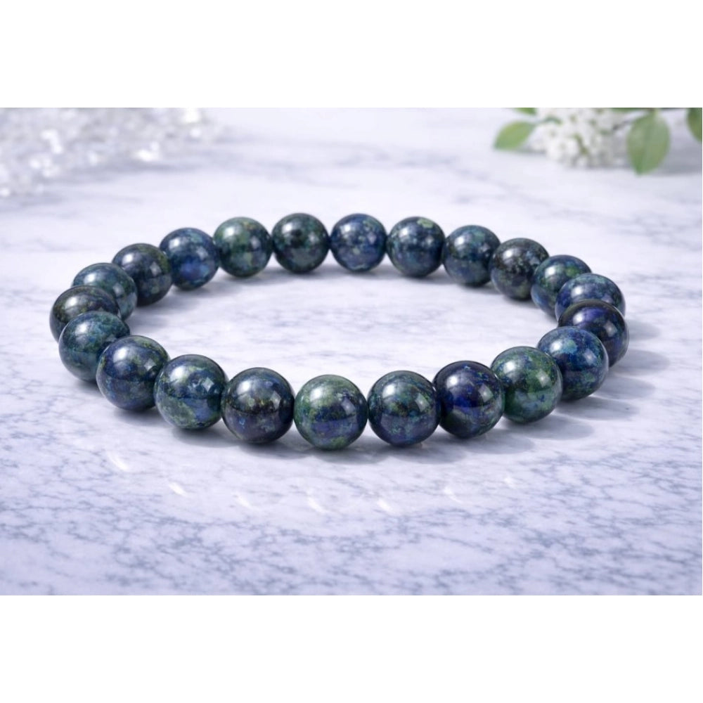 Amfyn Natural Crystal 8mm Azurite Bracelet  (Dark Green)