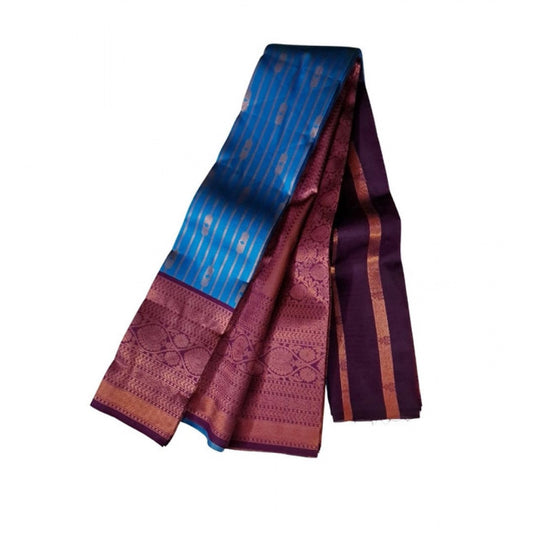 Amfyn Women's Soft Silk Wooven Saree With Unstitched Blouse 5.5Mtr (Blue)