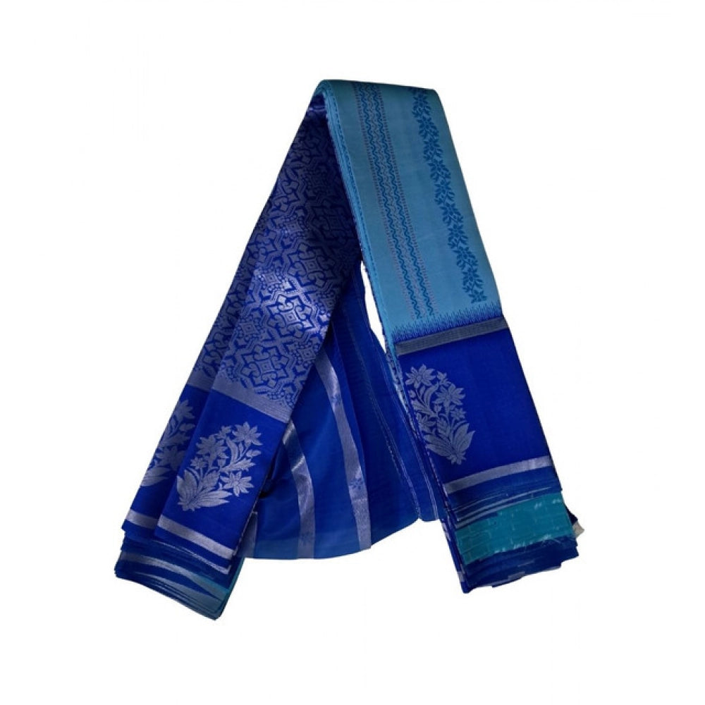 Amfyn Women's Soft Silk Wooven Saree With Unstitched Blouse 5.5Mtr (Royal Blue)