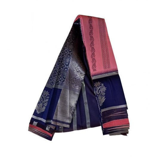 Amfyn Women's Soft Silk Wooven Saree With Unstitched Blouse 5.5Mtr (Pink)
