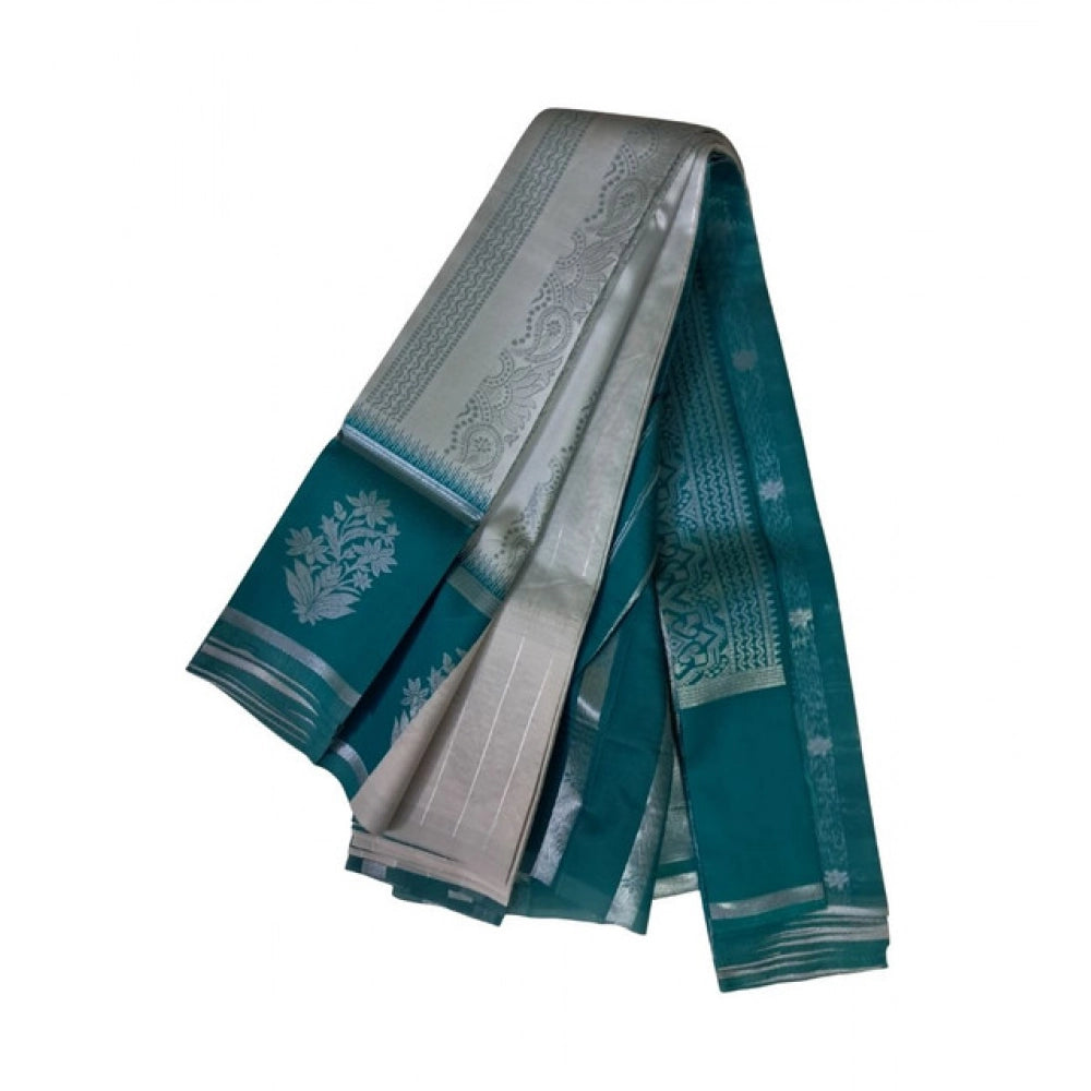 Amfyn Women's Soft Silk Wooven Saree With Unstitched Blouse 5.5Mtr (Silver)