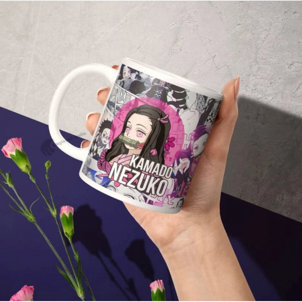 Amfyn Anime Kamado Nezuko Ceramic Printed Coffee Mug (White)