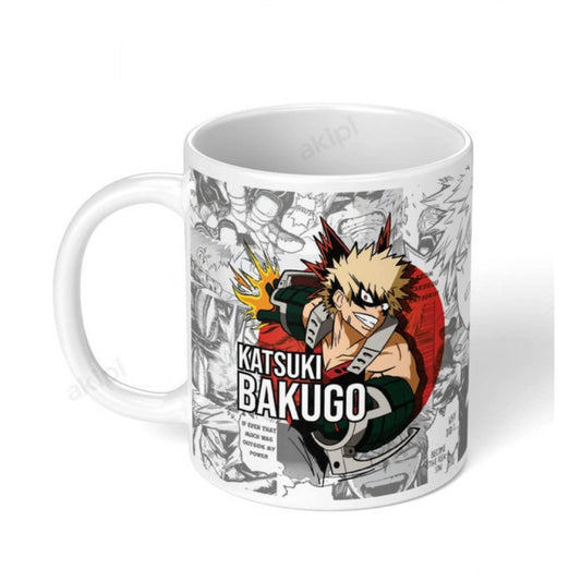 Amfyn Anime Katsuki Bakugo Ceramic Printed Coffee Mug (White)