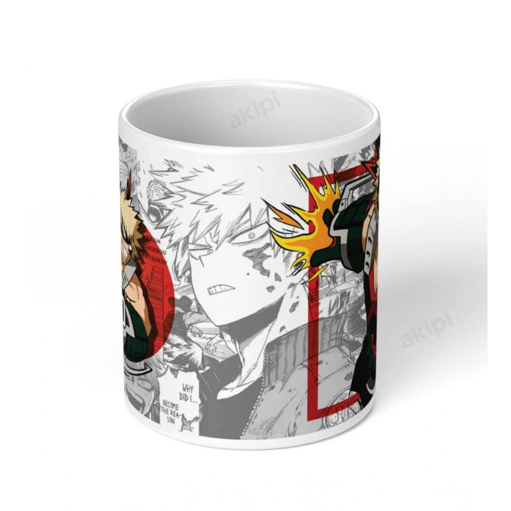 Amfyn Anime Katsuki Bakugo Ceramic Printed Coffee Mug (White)