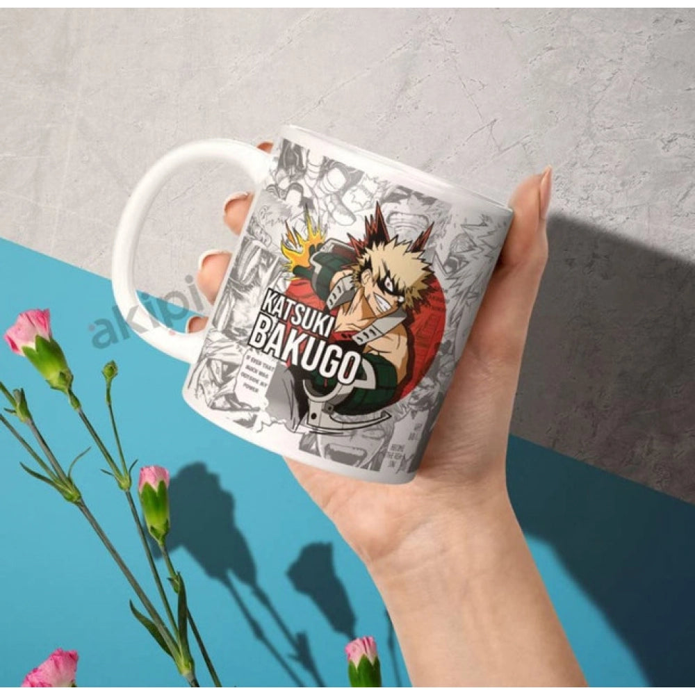Amfyn Anime Katsuki Bakugo Ceramic Printed Coffee Mug (White)