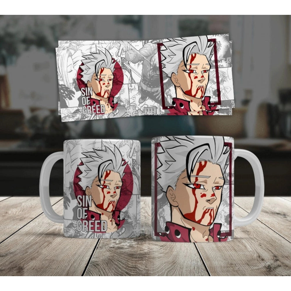 Amfyn Anime Ban (Sin of Greed) Ceramic Printed Coffee Mug (White)