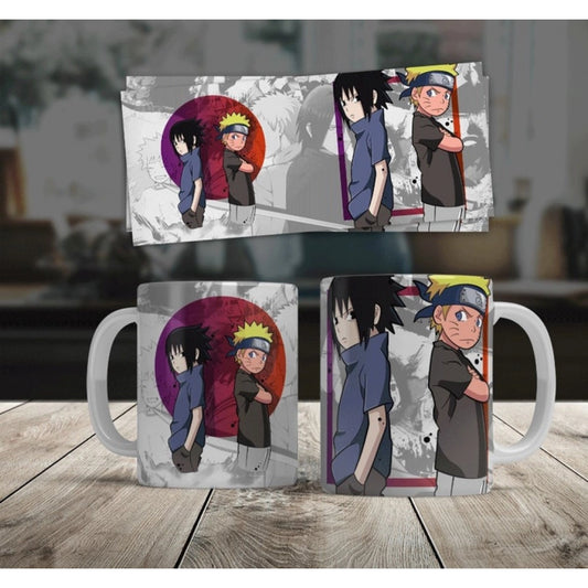 Amfyn Anime Naruto &amp; Sasuke Ceramic Printed Coffee Mug (White)