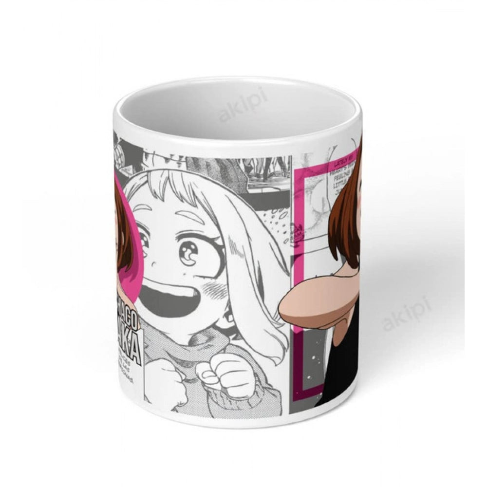 Amfyn Anime Ochaco Uraraka Ceramic Printed Coffee Mug (White)