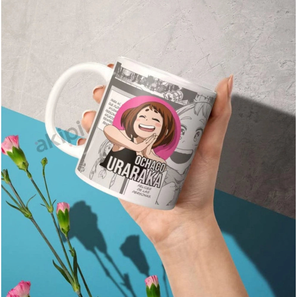 Amfyn Anime Ochaco Uraraka Ceramic Printed Coffee Mug (White)
