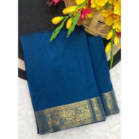 Amfyn Women's Vichitra Silk Printed Saree With Unstitched Blouse 5.5Mtr (Rama)