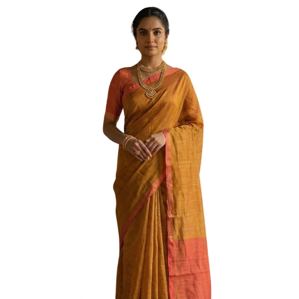 Amfyn Women's Cotton Printed Saree With Unstitched Blouse 5.5Mtr (Mustrad)