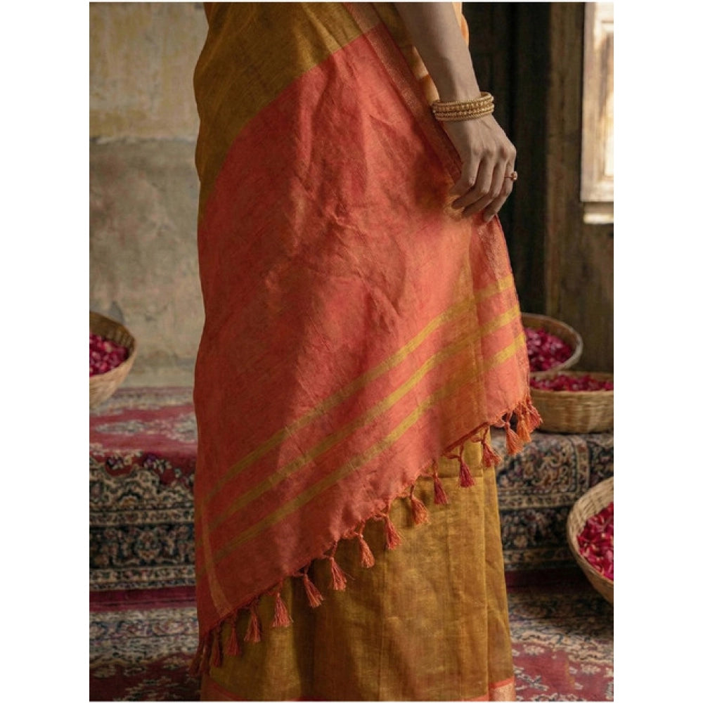 Amfyn Women's Cotton Printed Saree With Unstitched Blouse 5.5Mtr (Mustrad)