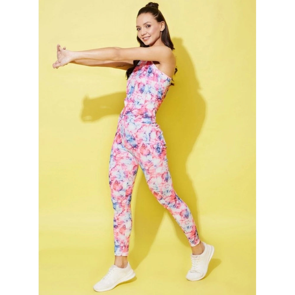 Amfyn Women's Polyester Lycra Printed Sleeveless Active Wear (Multicolor)