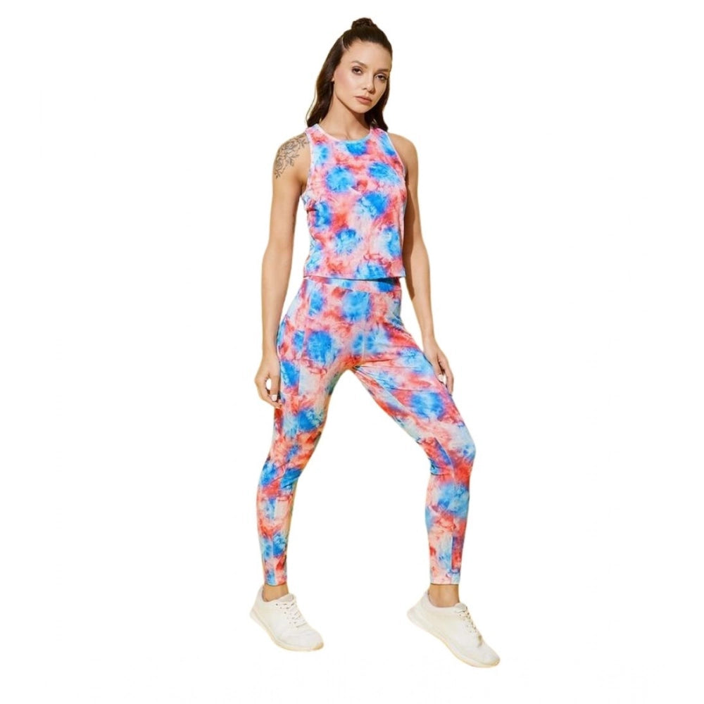 Amfyn Women's Polyester Lycra Printed Sleeveless Active Wear (Multicolor)