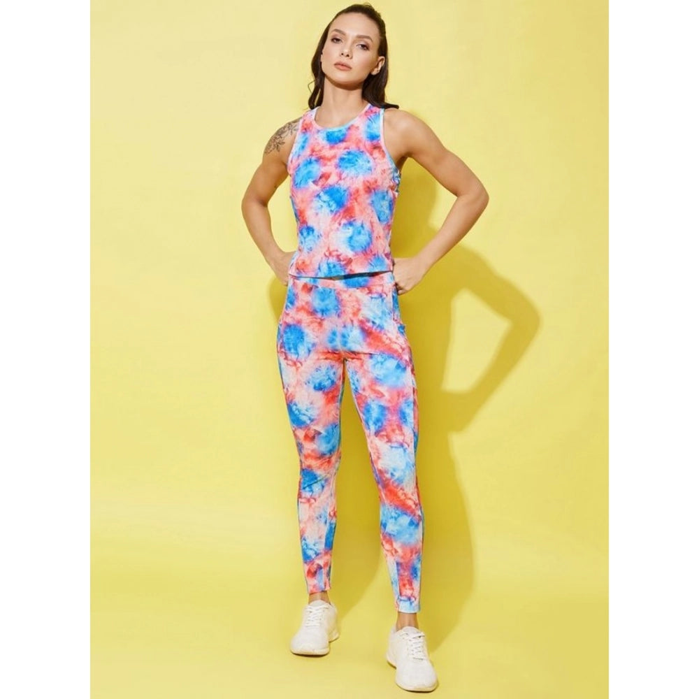 Amfyn Women's Polyester Lycra Printed Sleeveless Active Wear (Multicolor)