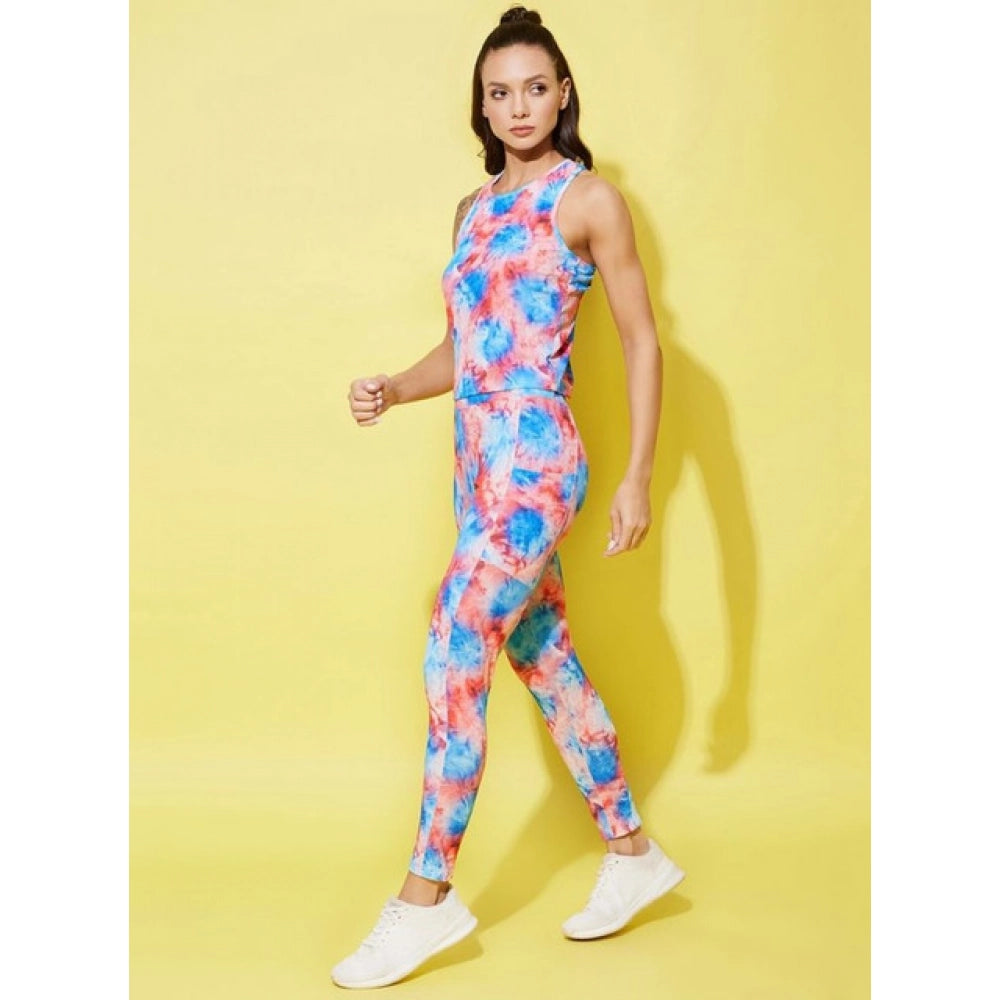 Amfyn Women's Polyester Lycra Printed Sleeveless Active Wear (Multicolor)