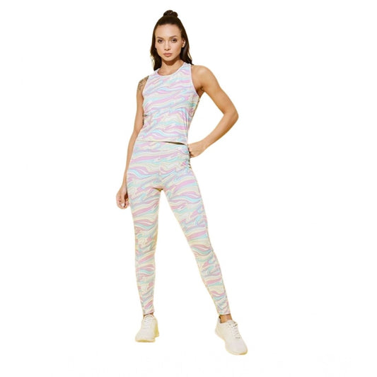 Amfyn Women's Polyester Lycra Printed Sleeveless Active Wear (Multicolor)