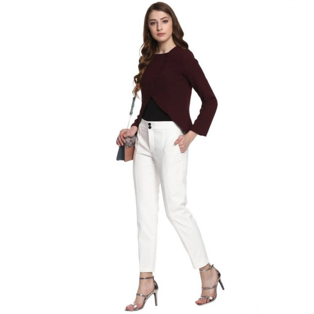 Amfyn Women's Polyester Diagonal Cut Long Sleeves Blazer (Maroon)