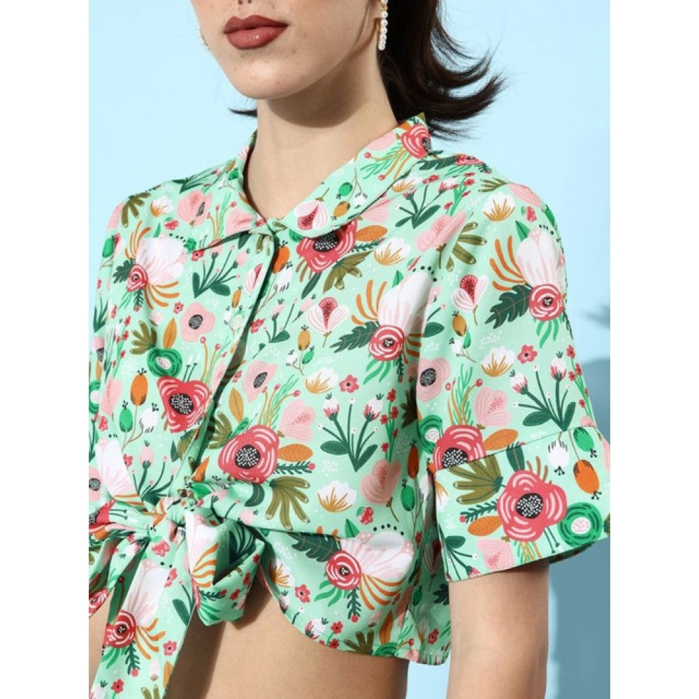 Amfyn Women's Polyester Floral Short Sleeve Co-Ord Set (Multicolor)