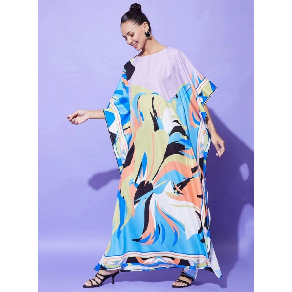 Amfyn Women's Satin Colour Blocking Kaftan Dress (Multicolor)