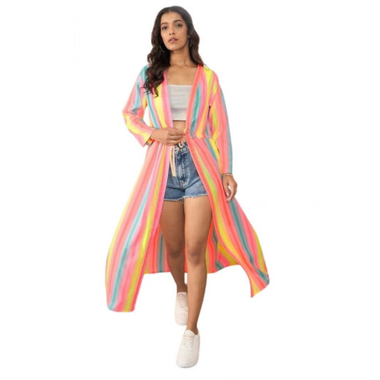 Amfyn Women's Polyester Crepe Printed Long Sleeves Shrug (Multicolor)