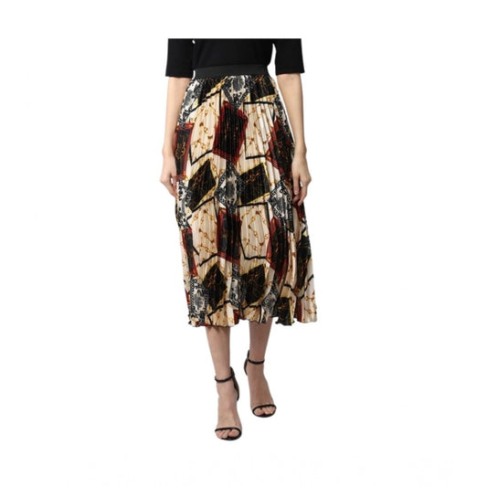 Amfyn Women's Satin Pleated Elasticated Skirt (Multicolor)