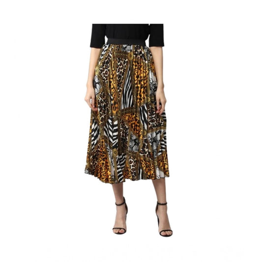 Amfyn Women's Satin Pleated Elasticated Skirt (Multicolor)