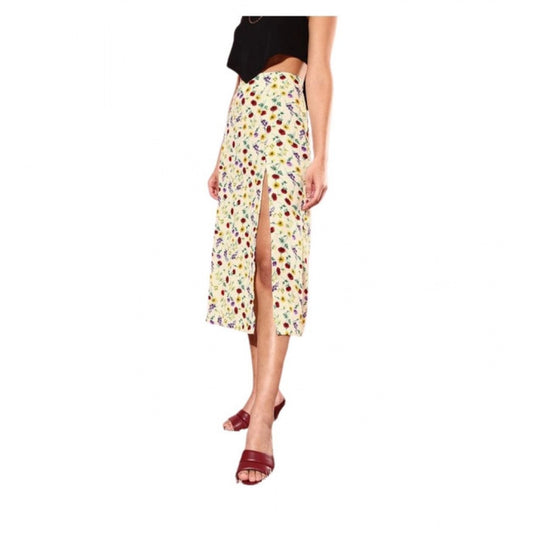 Amfyn Women's Polyester Floral Side Zip Skirt (Multicolor)