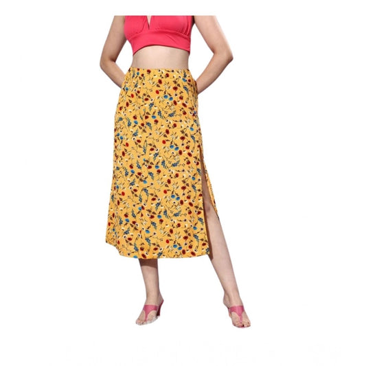 Amfyn Women's Polyester Floral Side Zip Skirt (Multicolor)