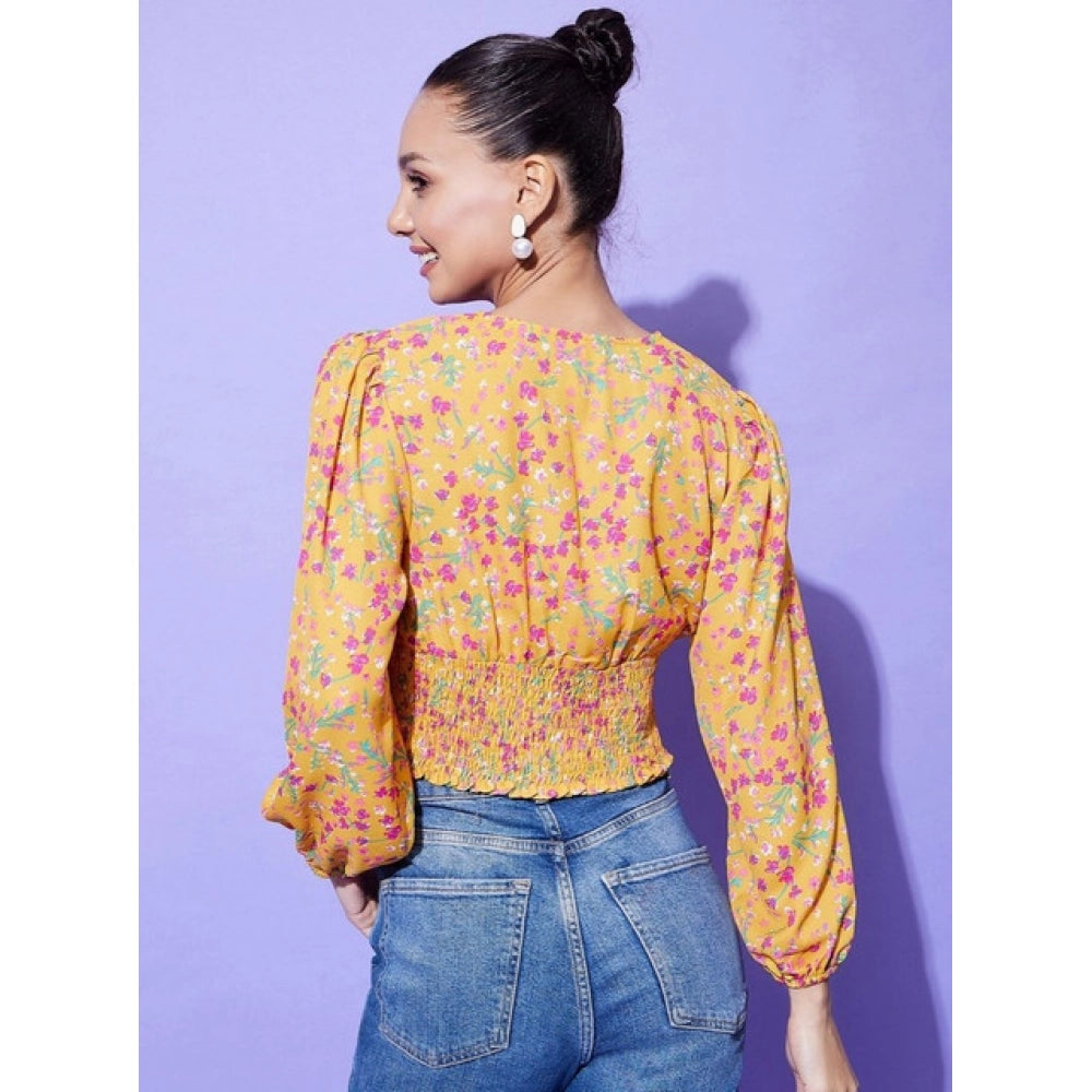 Amfyn Women's Polyester Floral Long Sleeves Top (Multicolor)