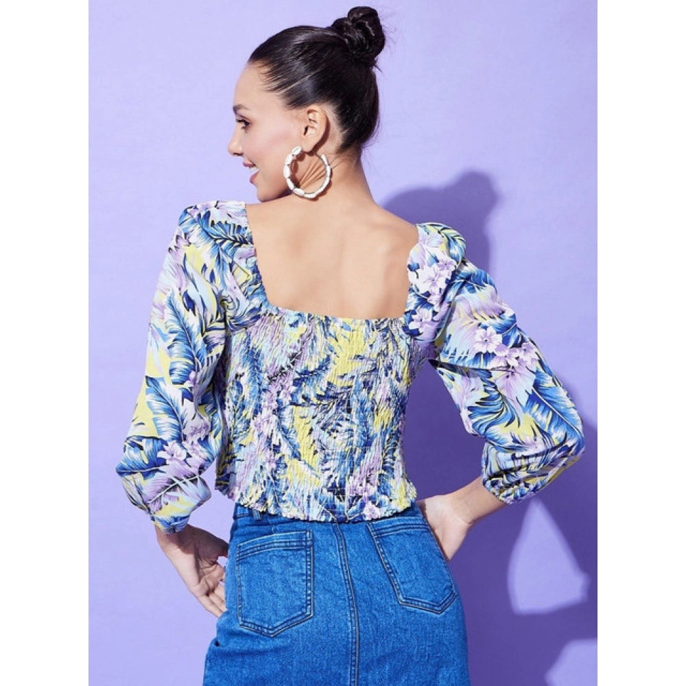 Amfyn Women's Polyester Floral Long Sleeves Top (Multicolor)