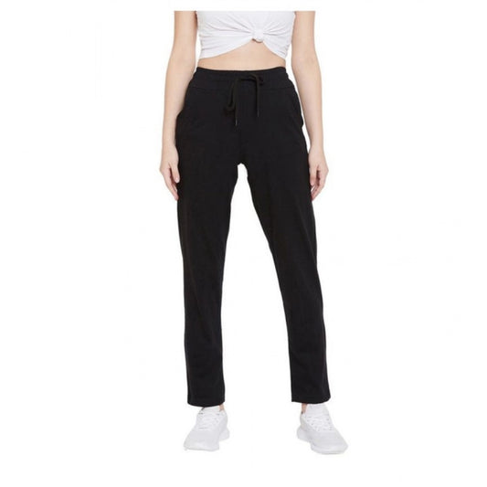 Amfyn Women's Cotton Solid Elasticated Track Pants (Black)