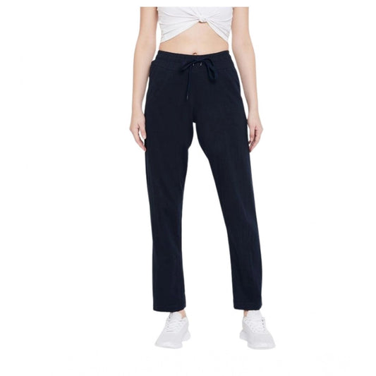 Amfyn Women's Cotton Solid Elasticated Track Pants (Navy)