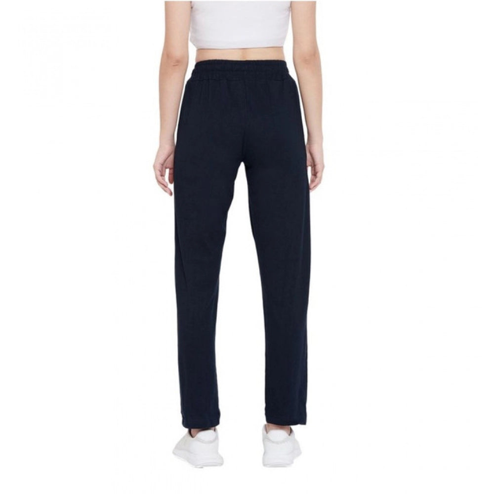 Amfyn Women's Cotton Solid Elasticated Track Pants (Navy)
