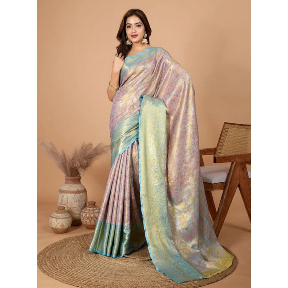 Amfyn Women's Jacquard Saree With Unstitched Blouse 5.5Mtr (Multicolor)