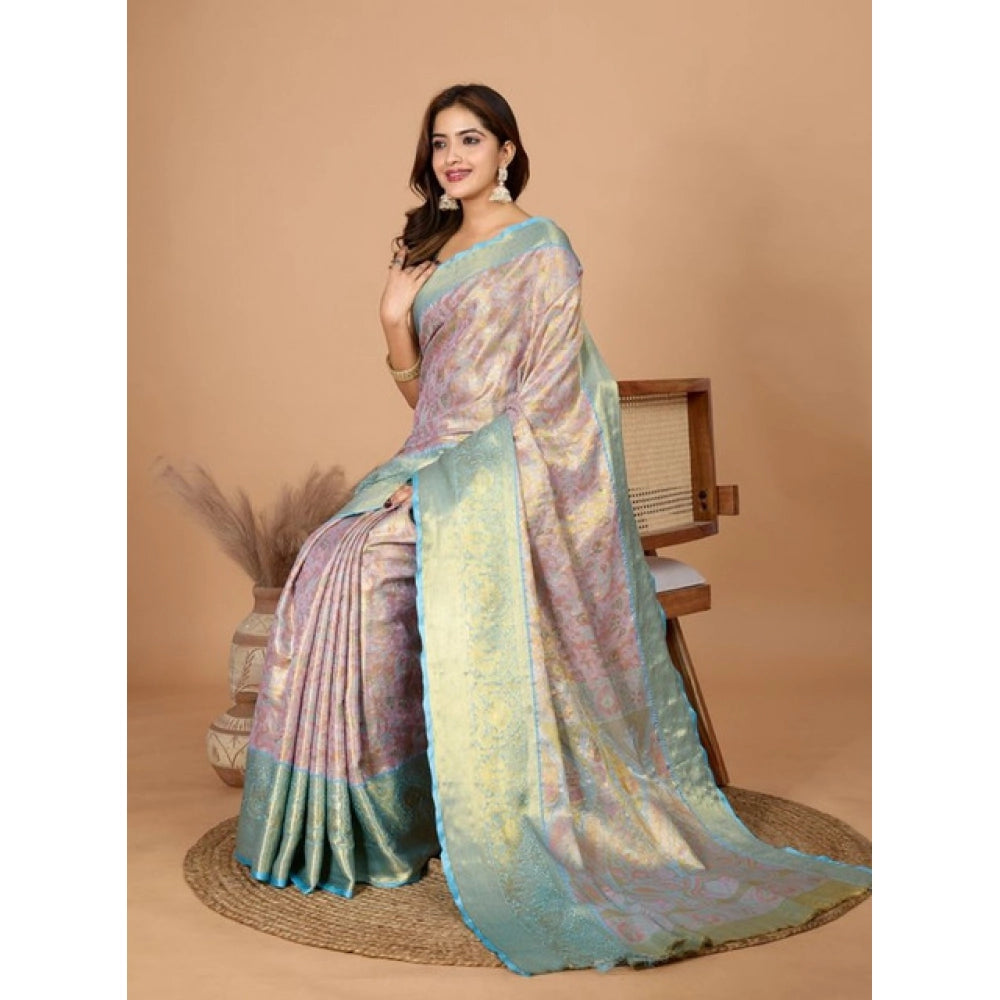 Amfyn Women's Jacquard Saree With Unstitched Blouse 5.5Mtr (Multicolor)