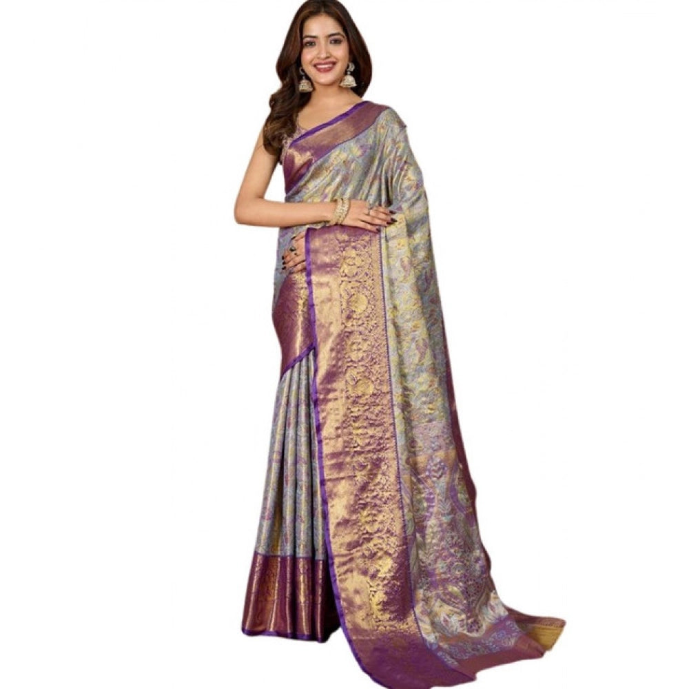 Amfyn Women's Jacquard Saree With Unstitched Blouse 5.5Mtr (Multicolor)