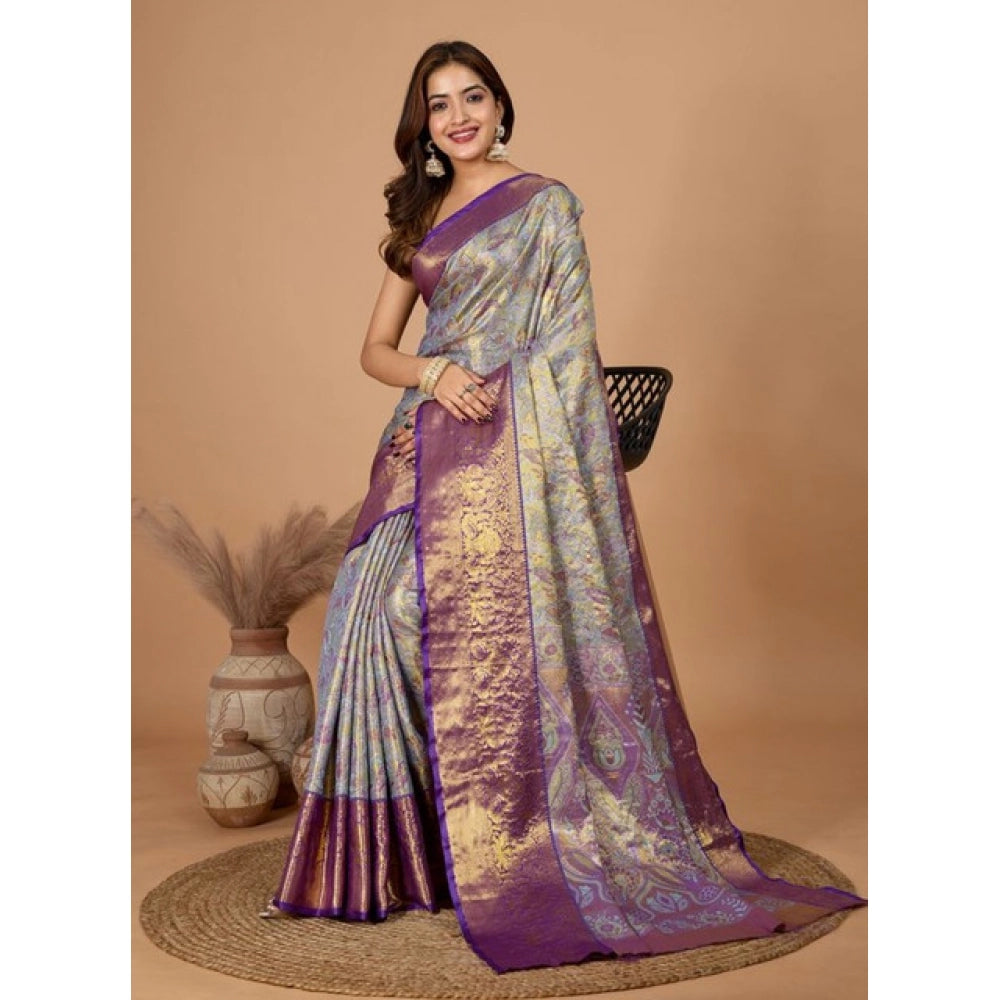 Amfyn Women's Jacquard Saree With Unstitched Blouse 5.5Mtr (Multicolor)