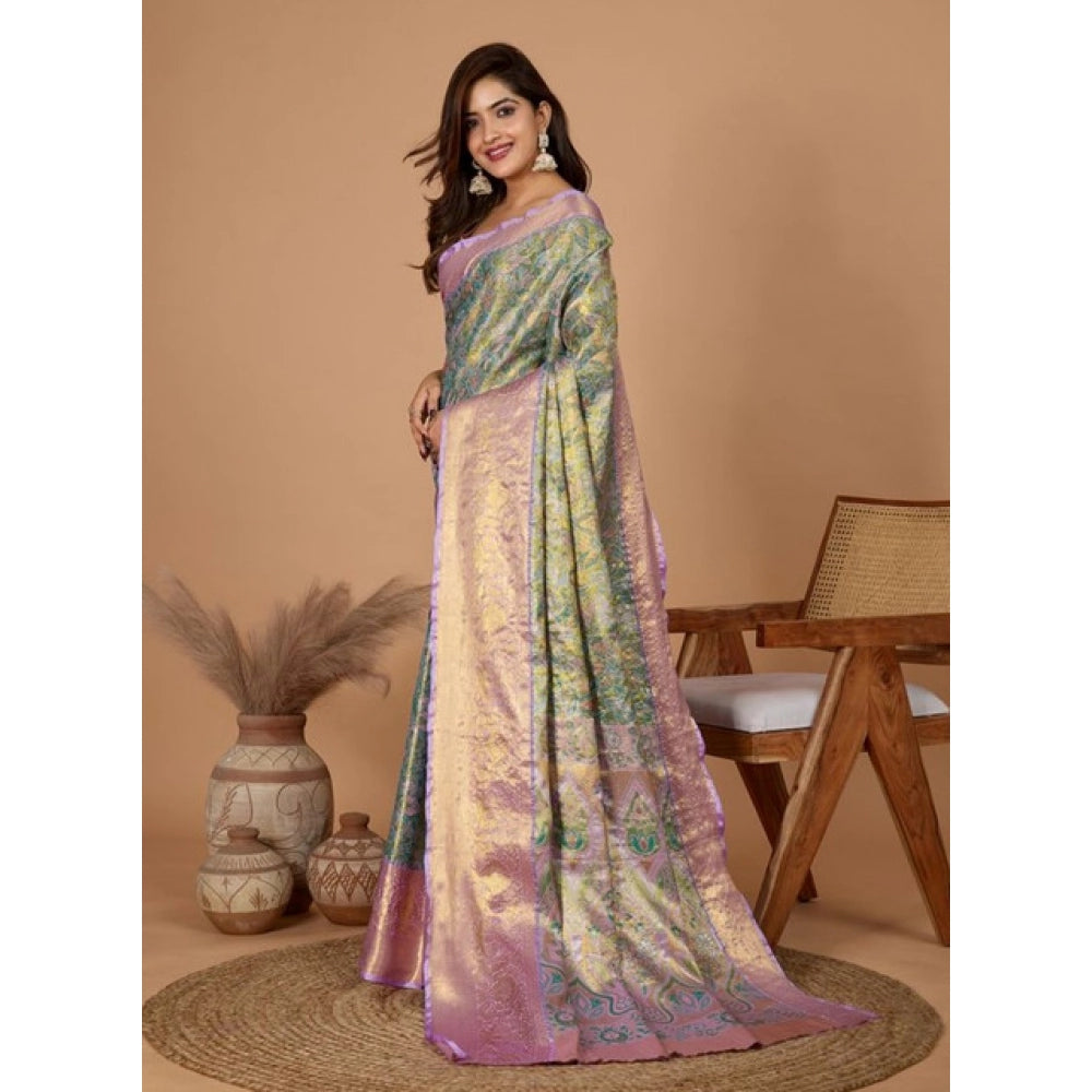Amfyn Women's Jacquard Saree With Unstitched Blouse 5.5Mtr (Multicolor)